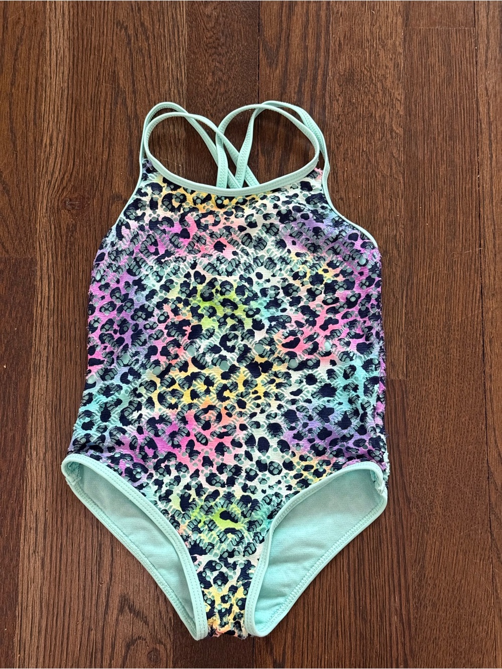 Limited Too Mint Trim Leopard-Print One-Piece Swim